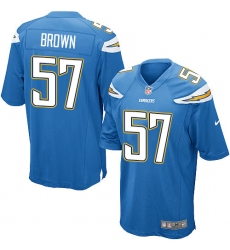 Men's Nike Los Angeles Chargers #57 Jatavis Brown Game Electric Blue Alternate NFL Jersey