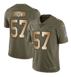 Youth Nike Los Angeles Chargers #57 Jatavis Brown Limited Olive/Gold 2017 Salute to Service NFL Jersey