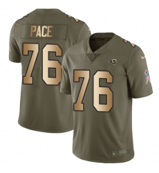 Men's Nike Los Angeles Rams #76 Orlando Pace Limited Olive/Gold 2017 Salute to Service NFL Jersey