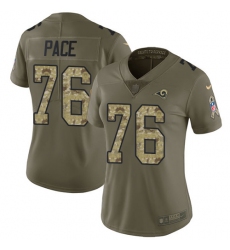 Women's Nike Los Angeles Rams #76 Orlando Pace Limited Olive/Camo 2017 Salute to Service NFL Jersey