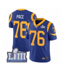 Youth Nike Los Angeles Rams #76 Orlando Pace Royal Blue Alternate Vapor Untouchable Limited Player Super Bowl LIII Bound NFL Jersey