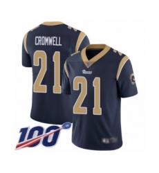 Men's Los Angeles Rams #21 Nolan Cromwell Navy Blue Team Color Vapor Untouchable Limited Player 100th Season Football Jersey