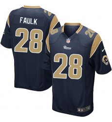 Men's Nike Los Angeles Rams #28 Marshall Faulk Game Navy Blue Team Color NFL Jersey