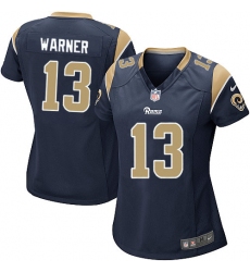 Women's Nike Los Angeles Rams #13 Kurt Warner Game Navy Blue Team Color NFL Jersey