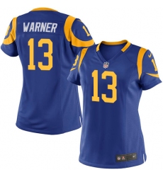 Women's Nike Los Angeles Rams #13 Kurt Warner Game Royal Blue Alternate NFL Jersey
