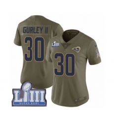 Women's Nike Los Angeles Rams #30 Todd Gurley Limited Olive 2017 Salute to Service Super Bowl LIII Bound NFL Jersey