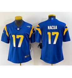 Women's Los Angeles Rams #17 Puka Nacua 2022 Blue Vapor Limited Stitched Jersey