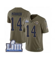 Men's Nike Los Angeles Rams #14 Sean Mannion Limited Olive 2017 Salute to Service Super Bowl LIII Bound NFL Jersey
