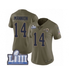Women's Nike Los Angeles Rams #14 Sean Mannion Limited Olive 2017 Salute to Service Super Bowl LIII Bound NFL Jersey