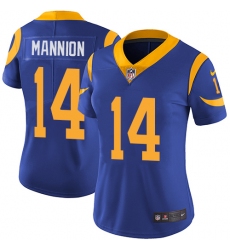 Women's Nike Los Angeles Rams #14 Sean Mannion Royal Blue Alternate Vapor Untouchable Limited Player NFL Jersey