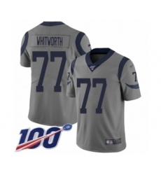 Men's Los Angeles Rams #77 Andrew Whitworth Limited Gray Inverted Legend 100th Season Football Jersey