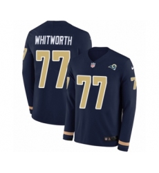 Men's Nike Los Angeles Rams #77 Andrew Whitworth Limited Navy Blue Therma Long Sleeve NFL Jersey