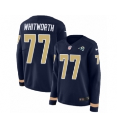 Women's Nike Los Angeles Rams #77 Andrew Whitworth Limited Navy Blue Therma Long Sleeve NFL Jersey