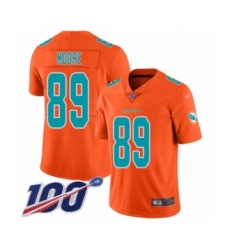 Youth Miami Dolphins #89 Nat Moore Limited Orange Inverted Legend 100th Season Football Jersey