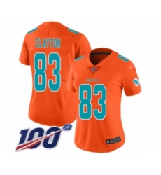 Women's Miami Dolphins #83 Mark Clayton Limited Orange Inverted Legend 100th Season Football Jersey