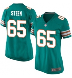 Women's Nike Miami Dolphins #65 Anthony Steen Game Aqua Green Alternate NFL Jersey