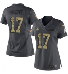Women's Nike Minnesota Vikings #17 Jarius Wright Limited Black 2016 Salute to Service NFL Jersey