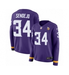 Women's Nike Minnesota Vikings #34 Andrew Sendejo Limited Purple Therma Long Sleeve NFL Jersey