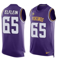 Men's Nike Minnesota Vikings #65 Pat Elflein Limited Purple Player Name & Number Tank Top NFL Jersey