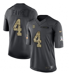Men's Nike Minnesota Vikings #4 Brett Favre Limited Black 2016 Salute to Service NFL Jersey