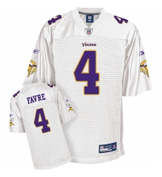 Reebok Minnesota Vikings #4 Brett Favre All White Authentic Throwback NFL Jersey