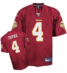 Reebok Minnesota Vikings #4 Brett Favre Red Authentic Throwback NFL Jersey