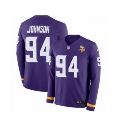 Men's Nike Minnesota Vikings #94 Jaleel Johnson Limited Purple Therma Long Sleeve NFL Jersey