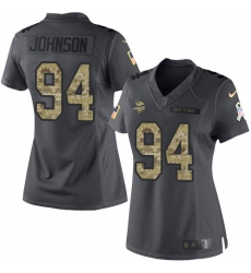 Women's Nike Minnesota Vikings #94 Jaleel Johnson Limited Black 2016 Salute to Service NFL Jersey
