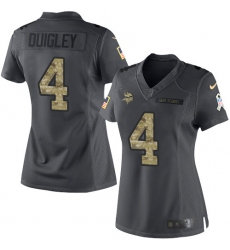 Women's Nike Minnesota Vikings #4 Ryan Quigley Limited Black 2016 Salute to Service NFL Jersey