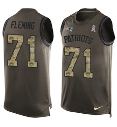 Men's Nike New England Patriots #71 Cameron Fleming Limited Green Salute to Service Tank Top NFL Jersey