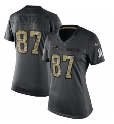 Women's Nike New England Patriots #87 Rob Gronkowski Limited Black 2016 Salute to Service NFL Jersey