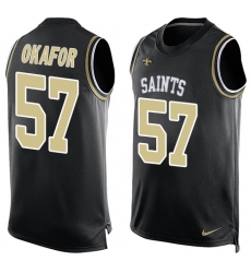 Men's Nike New Orleans Saints #91 Alex Okafor Limited Black Player Name & Number Tank Top NFL Jersey