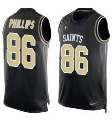 Men's Nike New Orleans Saints #86 John Phillips Limited Black Player Name & Number Tank Top NFL Jersey
