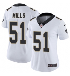 Women's Nike New Orleans Saints #51 Sam Mills Elite White NFL Jersey