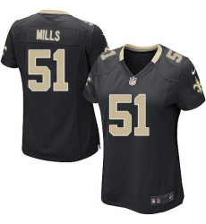 Women's Nike New Orleans Saints #51 Sam Mills Game Black Team Color NFL Jersey