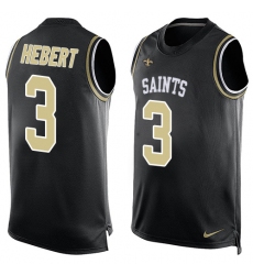 Men's Nike New Orleans Saints #3 Bobby Hebert Limited Black Player Name & Number Tank Top NFL Jersey