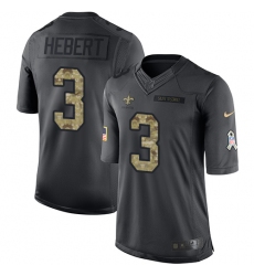 Youth Nike New Orleans Saints #3 Bobby Hebert Limited Black 2016 Salute to Service NFL Jersey