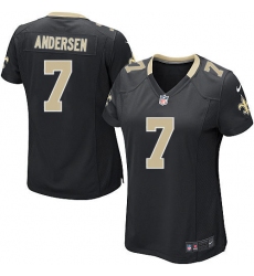 Women's Nike New Orleans Saints #7 Morten Andersen Game Black Team Color NFL Jersey