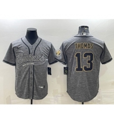 Men's New Orleans Saints #13 Michael Thomas Gray With Patch Cool Base Stitched Baseball Jersey