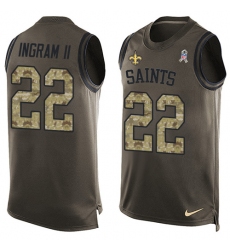 Men's Nike New Orleans Saints #22 Mark Ingram Limited Green Salute to Service Tank Top NFL Jersey