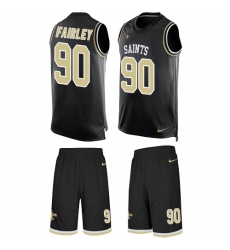 Men's Nike New Orleans Saints #90 Nick Fairley Limited Black Tank Top Suit NFL Jersey