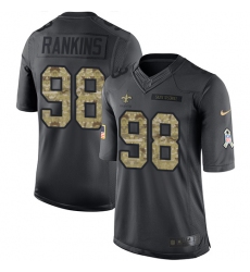 Men's Nike New Orleans Saints #98 Sheldon Rankins Limited Black 2016 Salute to Service NFL Jersey