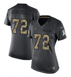 Women's Nike New Orleans Saints #72 Terron Armstead Limited Black 2016 Salute to Service NFL Jersey