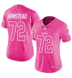 Women's Nike New Orleans Saints #72 Terron Armstead Limited Pink Rush Fashion NFL Jersey