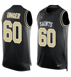 Men's Nike New Orleans Saints #60 Max Unger Limited Black Player Name & Number Tank Top NFL Jersey