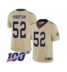 Men's New Orleans Saints #52 Craig Robertson Limited Gold Inverted Legend 100th Season Football Jersey