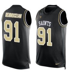 Men's Nike New Orleans Saints #91 Trey Hendrickson Limited Black Player Name & Number Tank Top NFL Jersey