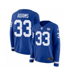 Women's Nike New York Giants #33 Andrew Adams Limited Royal Blue Therma Long Sleeve NFL Jersey