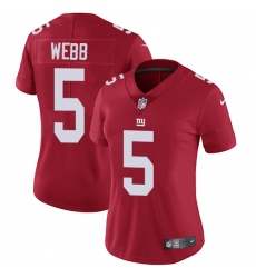 Women's Nike New York Giants #5 Davis Webb Red Alternate Vapor Untouchable Limited Player NFL Jersey