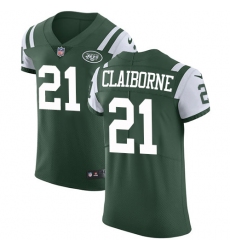Men's Nike New York Jets #21 Morris Claiborne Elite Green Team Color NFL Jersey